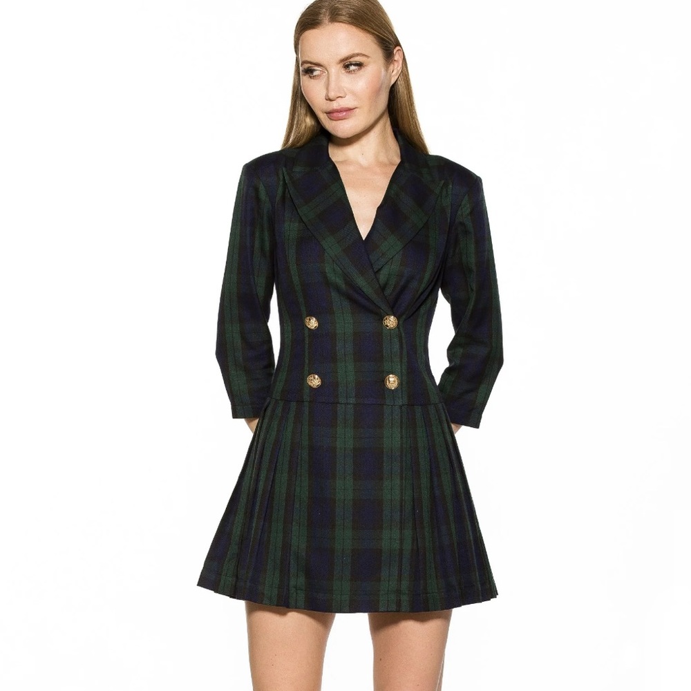 ALEXIA ADMOR JACKI PLAID DRESS Emerald Plaid New with tags size 8 elegant classy